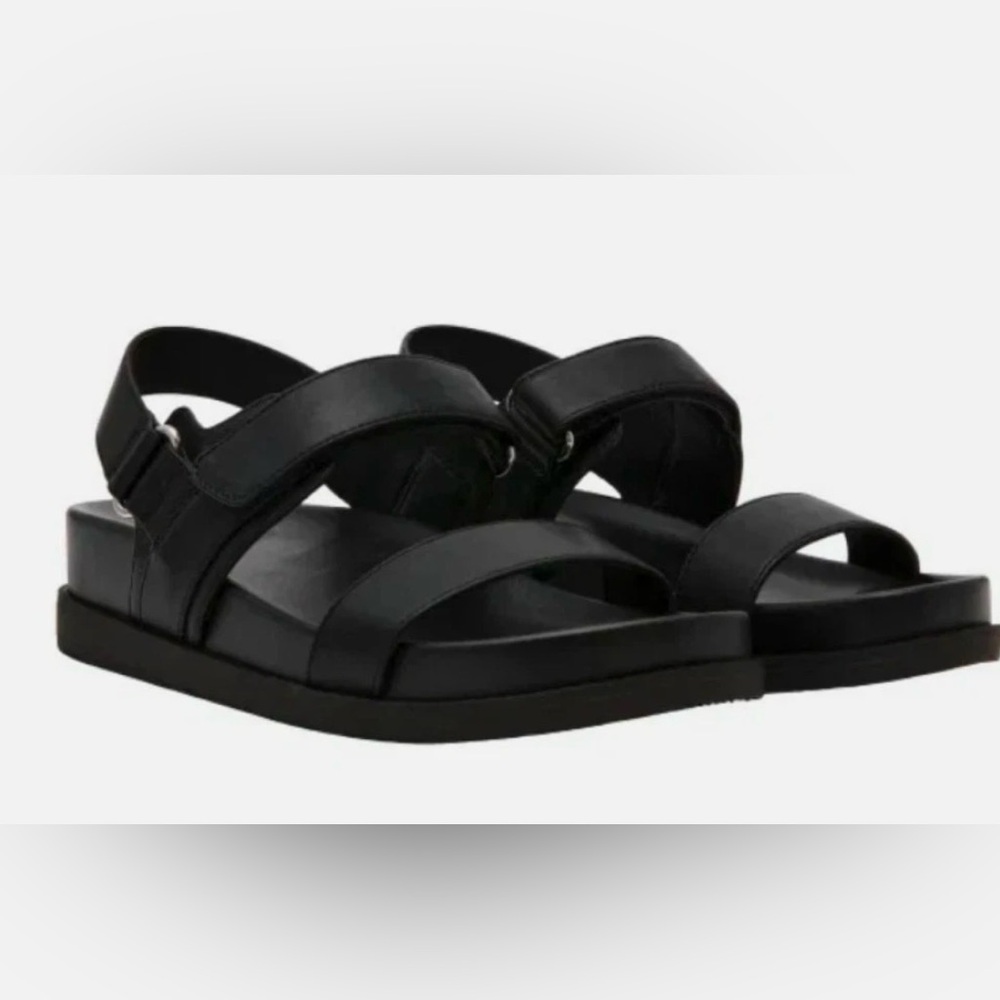 Dolce Vita Black Leather Strappy Flat Sandals